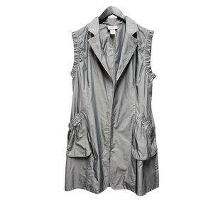 Futuristic Y2k Cyberpunk Hackers style Vest Metallic Silver Medium Women's